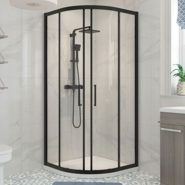 Moods Reflex Tide Black 900 x 900 Two Door Quadrant Shower Enclosure