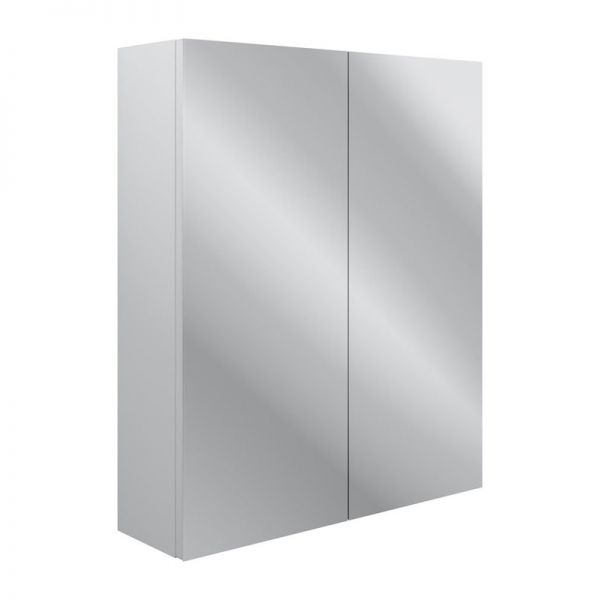 Moods Bickington 600 Satin White Ash 2 Door Wall Mounted Mirrored Cabinet