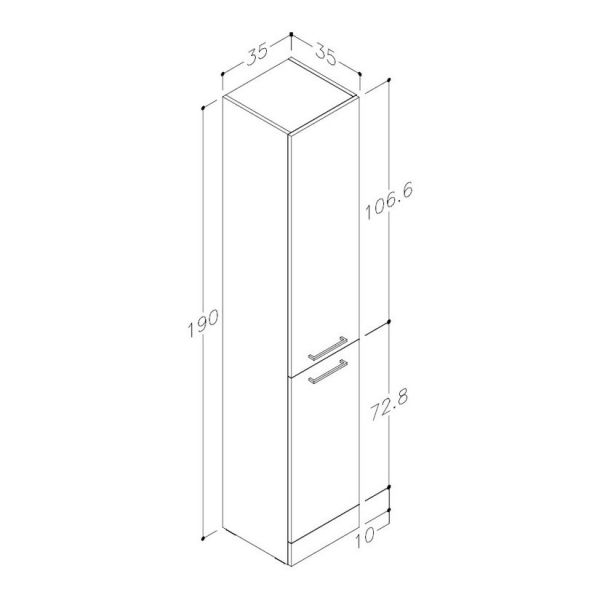 Moods Whitchurch Grey Gloss Tall 2 Door Floor Standing Bathroom Storage