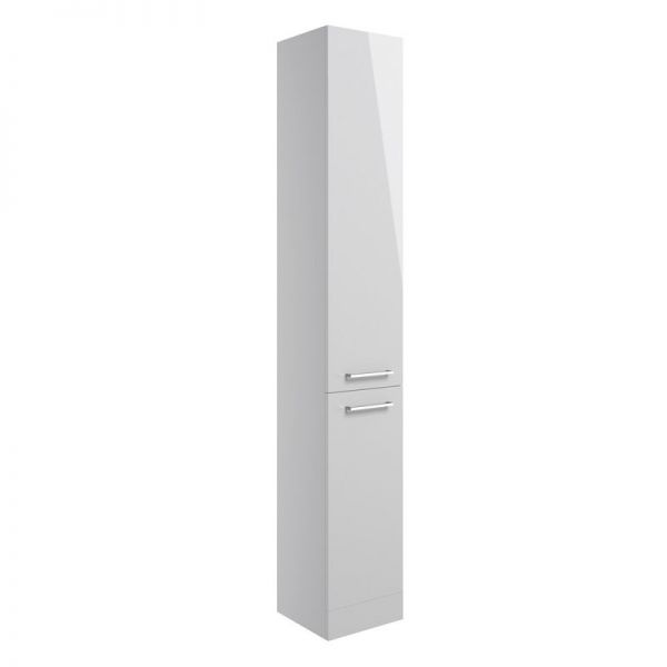 Moods Whitchurch Grey Gloss Tall 2 Door Floor Standing Bathroom Storage Unit