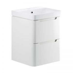 Moods Lapford 500 White Gloss Wall Hung Cloakroom Vanity Unit and Ceramic Basin