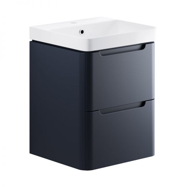 Moods Lapford 500 Matt Indigo Wall Hung Cloakroom Vanity Unit and Ceramic Basin