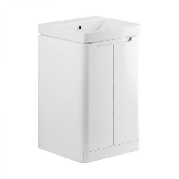 Moods Lapford 500 White Gloss Floor Standing Cloakroom Vanity Unit and Ceramic Basin