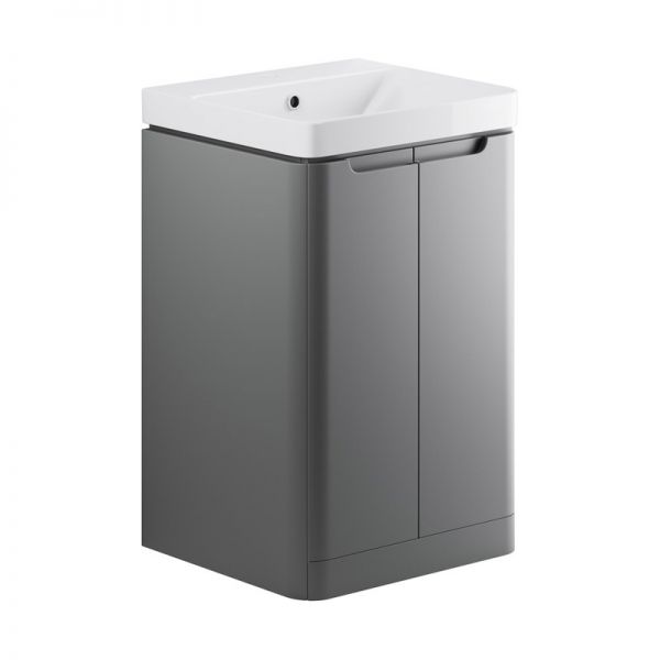 Moods Lapford 500 Matt Grey Floor Standing Cloakroom Vanity Unit and Ceramic Basin