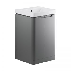 Moods Lapford 500 Matt Grey Floor Standing Cloakroom Vanity Unit and Ceramic Basin