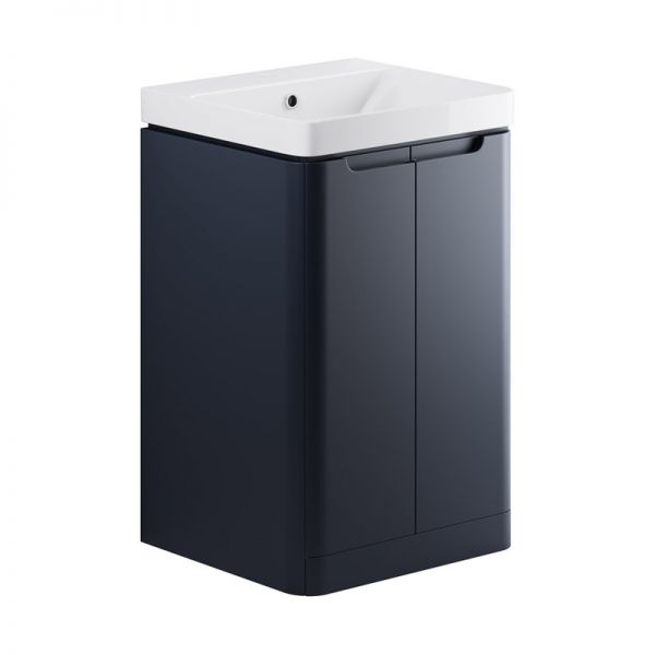 Moods Lapford 500 Matt Indigo Floor Standing Cloakroom Vanity Unit and Ceramic Basin