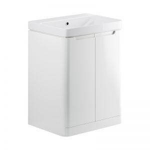 Moods Lapford 600 White Gloss Floor Standing Vanity Unit and Ceramic Basin