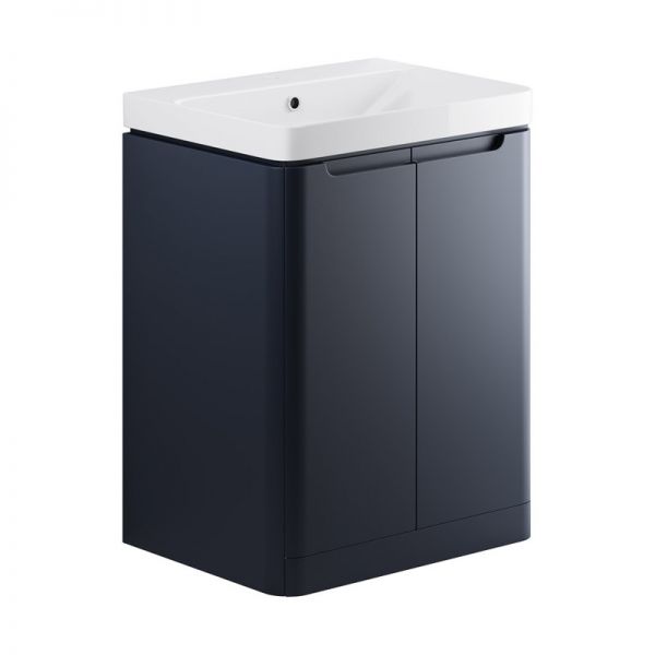 Moods Lapford 600 Matt Indigo Floor Standing Vanity Unit and Ceramic Basin