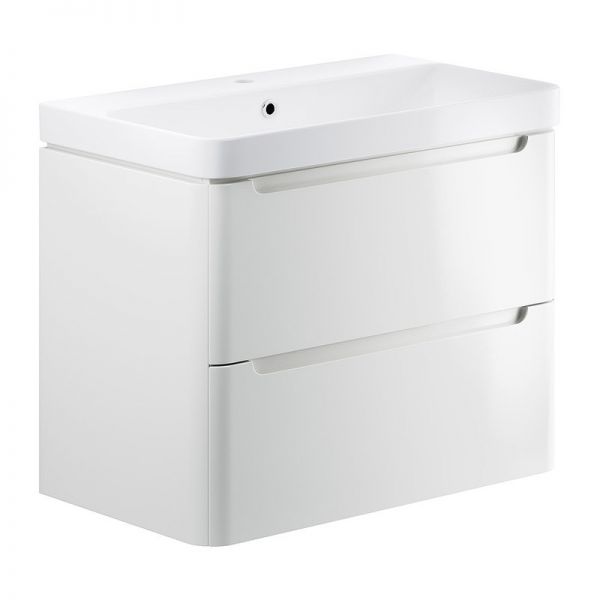 Moods Lapford 800 White Gloss Wall Hung Vanity Unit and Ceramic Basin