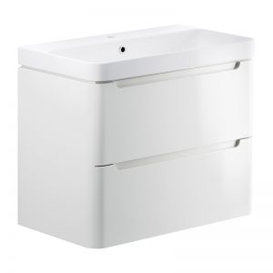 Moods Lapford 800 White Gloss Wall Hung Vanity Unit and Ceramic Basin