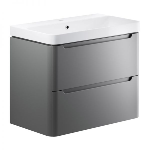 Moods Lapford 800 Matt Grey Wall Hung Vanity Unit and Ceramic Basin