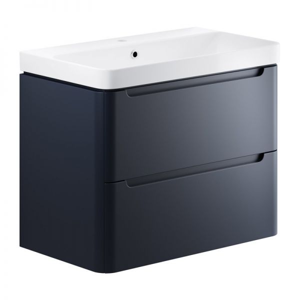 Moods Lapford 800 Matt Indigo Wall Hung Vanity Unit and Ceramic Basin