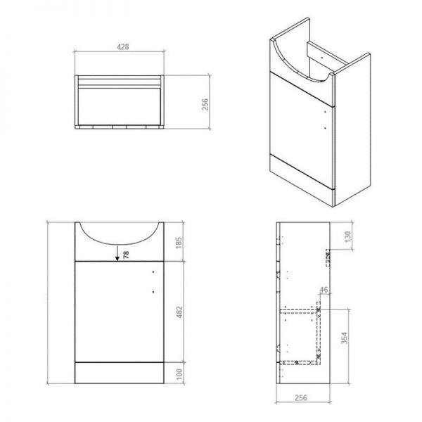 Moods Westleigh 450 White Gloss Floor Standing Unit and Semi Recessed Basin #3
