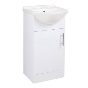 Moods Westleigh 450 White Gloss Floor Standing Unit and Semi Recessed Basin