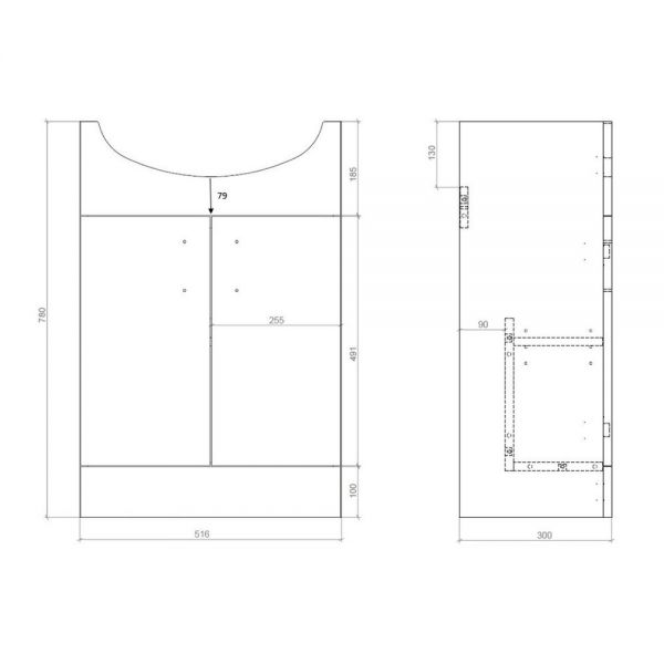 Moods Westleigh 560 White Gloss Floor Standing Unit and Semi Recessed Basin #3