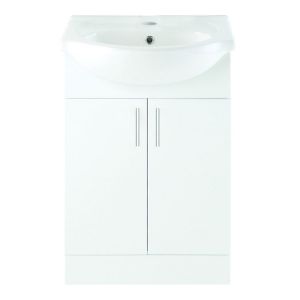 Moods Westleigh 560 White Gloss Floor Standing Unit and Semi Recessed Basin