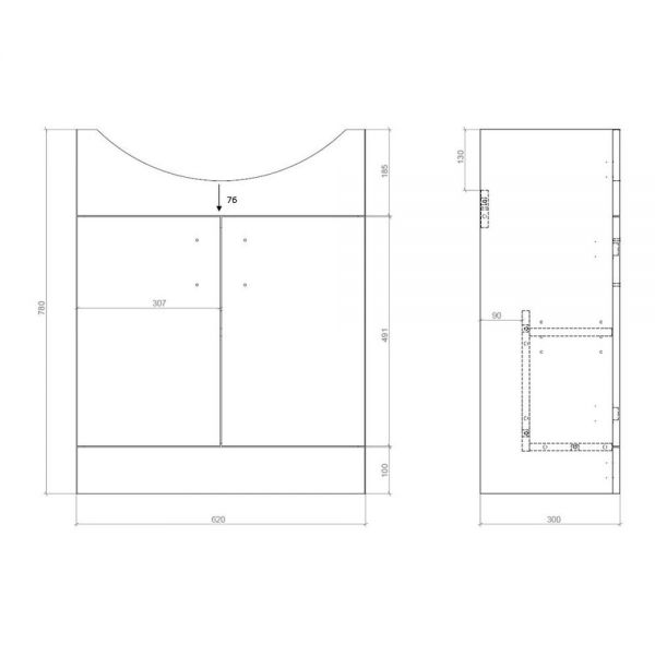 Moods Westleigh 650 White Gloss Floor Standing Unit and Semi Recessed Basin #3