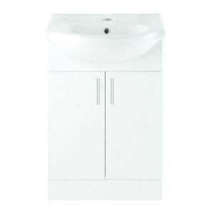 Moods Westleigh 650 White Gloss Floor Standing Unit and Semi Recessed Basin