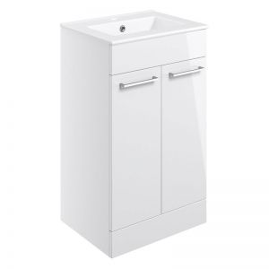 Moods Tempus White Gloss 500 Floor Standing Unit and Basin