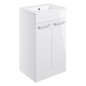 Moods Tempus White Gloss 500 Floor Standing Unit and Basin