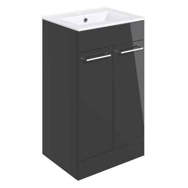 Moods Tempus Anthracite Gloss 500 Floor Standing Unit and Basin