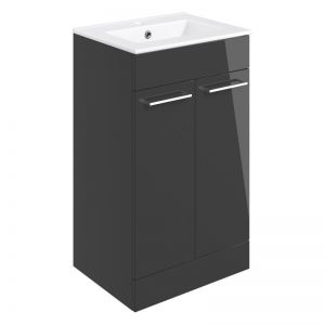 Moods Tempus Anthracite Gloss 500 Floor Standing Unit and Basin