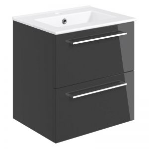 Moods Tempus Anthracite Gloss 500 Wall Mounted Unit and Basin