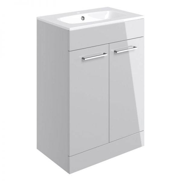 Moods Tempus Grey Gloss 600 Floor Standing Unit and Basin