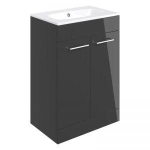 Moods Tempus Anthracite Gloss 600 Floor Standing Unit and Basin