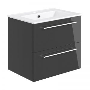 Moods Tempus Anthracite Gloss 600 Wall Mounted Unit and Basin