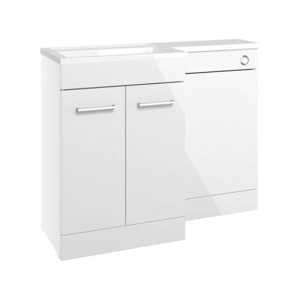 Moods Whitchurch White Gloss 1100 Left Hand Floor Standing Basin and WC