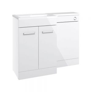 Moods Whitchurch White Gloss 1100 Left Hand Floor Standing Basin and WC Unit