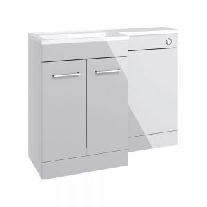 Moods Whitchurch Grey Gloss 1100 Left Hand Floor Standing Basin and WC Unit