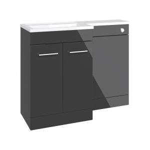 Moods Whitchurch Anthracite Gloss 1100 Left Hand Floor Standing Basin and WC Unit