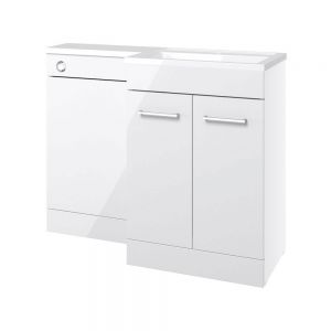 Moods Whitchurch White Gloss 1100 Right Hand Floor Standing Basin and WC Unit