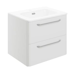 Moods Gabwell 600 White Gloss 2 Drawer Wall Hung Unit and Basin