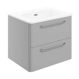 Moods Gabwell 600 Grey Gloss 2 Drawer Wall Hung Unit and Basin