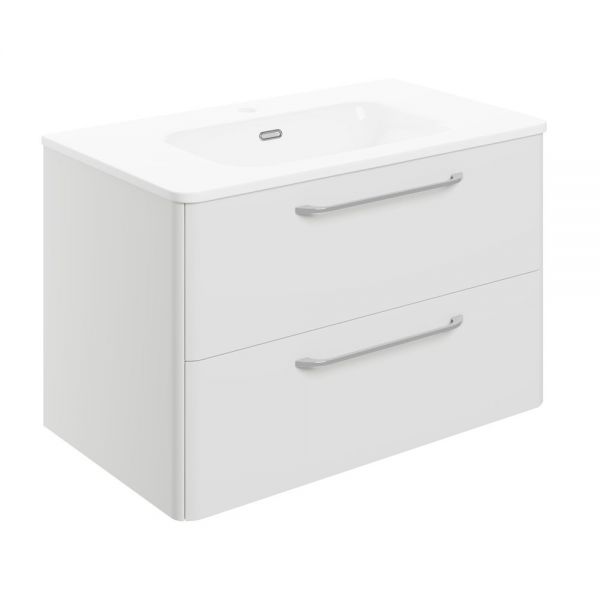 Moods Gabwell 800 White Gloss 2 Drawer Wall Hung Unit and Basin