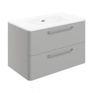 Moods Gabwell 800 Grey Gloss 2 Drawer Wall Hung Unit and Basin