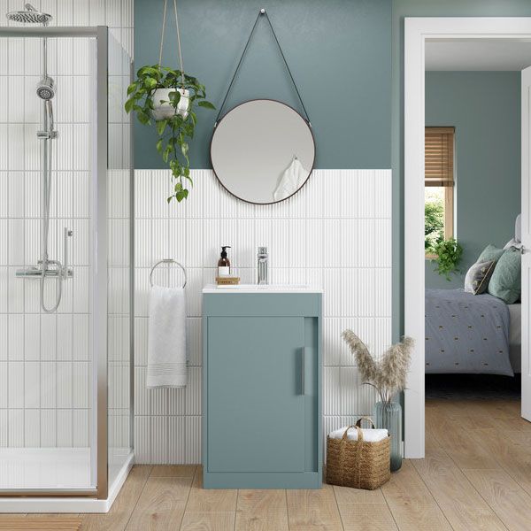 Moods Elmscott 500mm Matt Sea Green Floor Standing Unit and Basin #2