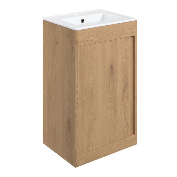 Moods Elmscott 500mm Seville Oak Floor Standing Unit and Basin