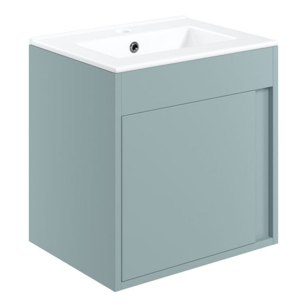 Moods Elmscott 500mm Matt Sea Green Wall Mounted Unit and Basin