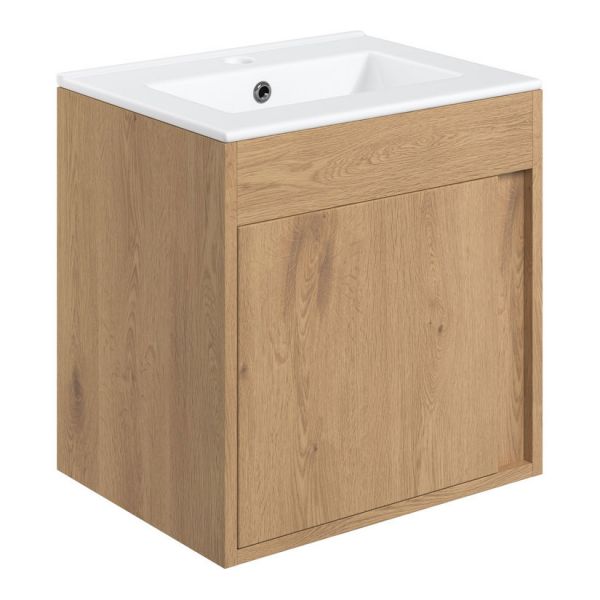 Moods Elmscott 500mm Seville Oak Wall Mounted Unit and Basin