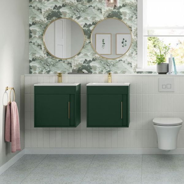 Moods Elmscott 500mm Matt Conifer Green Wall Mounted Unit and Basin #2