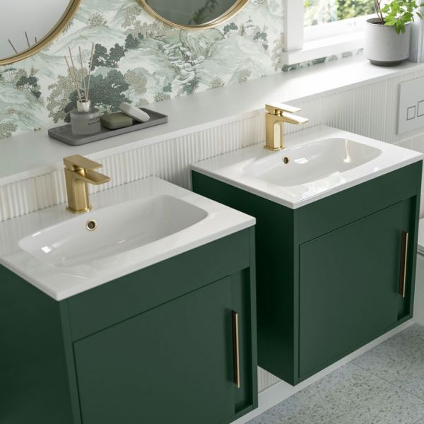 Moods Elmscott 500mm Matt Conifer Green Wall Mounted Unit and Basin #3