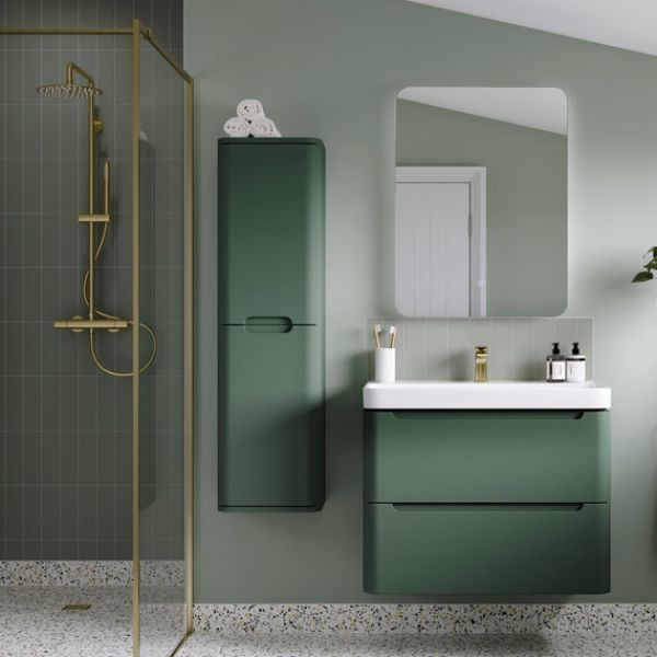 Moods Lapford Sage Green 600mm Wall Hung Vanity Unit and Ceramic Basin #2