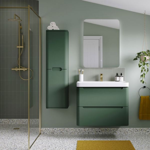 Moods Lapford Sage Green 800mm Wall Hung Vanity Unit and Ceramic Basin #2