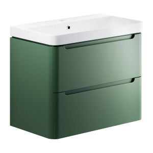 Moods Lapford Sage Green 800mm Wall Hung Vanity Unit and Ceramic Basin