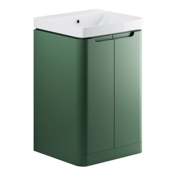 Moods Lapford Sage Green 500mm Floor Standing Cloakroom Vanity Unit and Ceramic Basin