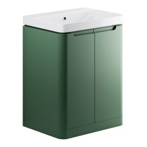 Moods Lapford Sage Green 600mm Floor Standing Vanity Unit and Ceramic Basin